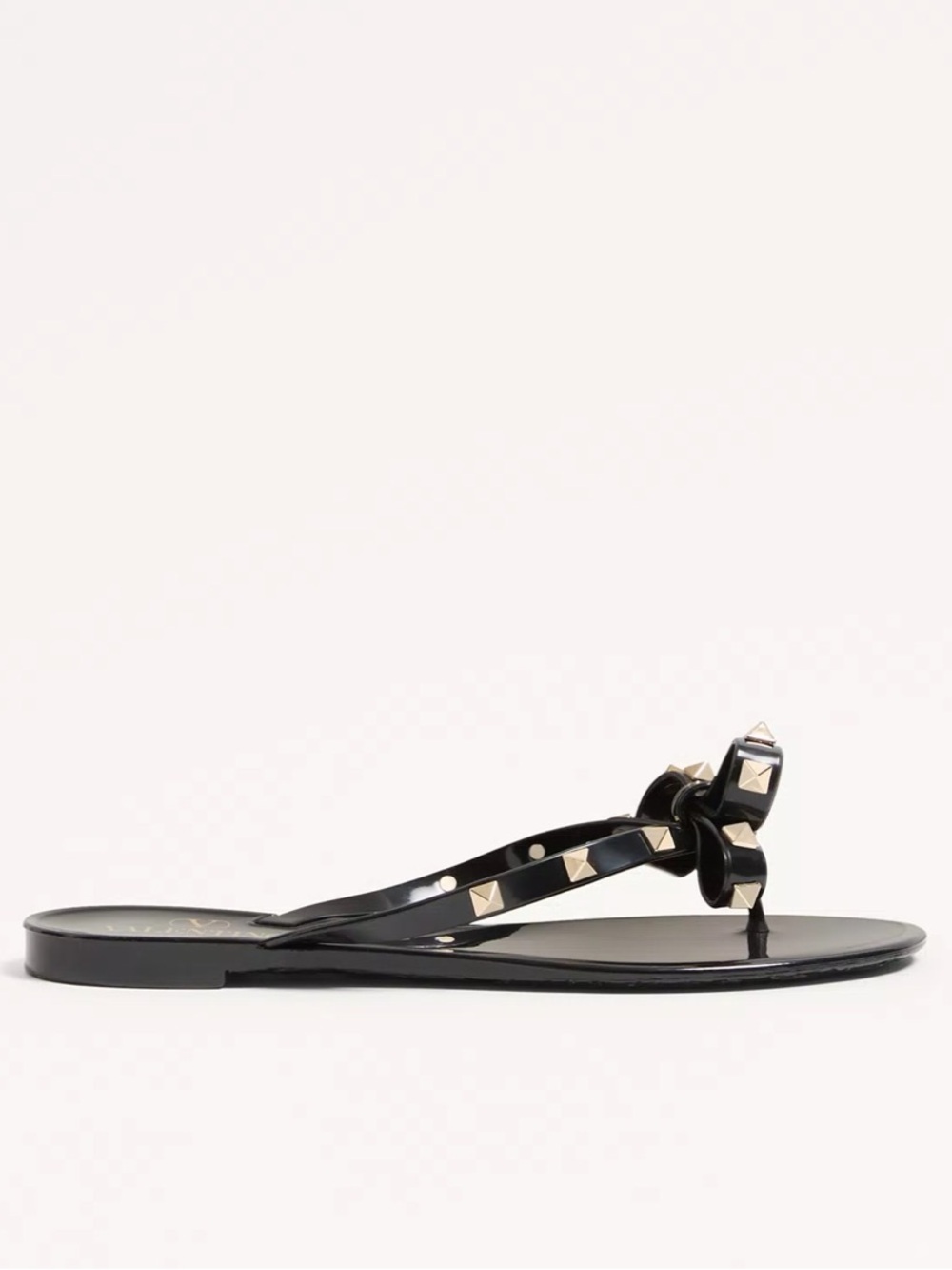 Valentino Black Rockstud Rubber Bow Thong Sandals - Picture 2 of 2